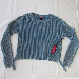Rock & Roll Denim Women's Long Sleeve Mineral Wash Tie Side Sweater - Indigo